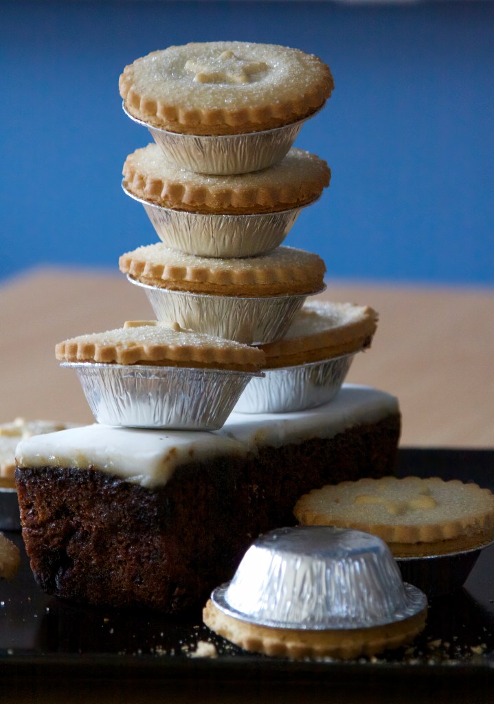 Photograph of a playful still life of festive treats.
